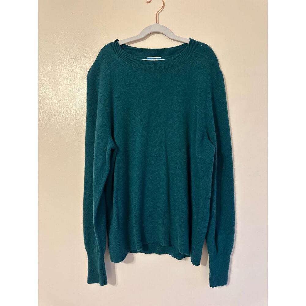 J. Crew Soft 100% Cashmere Teal Green Unisex Crew Neck Pullover Sweater Size L